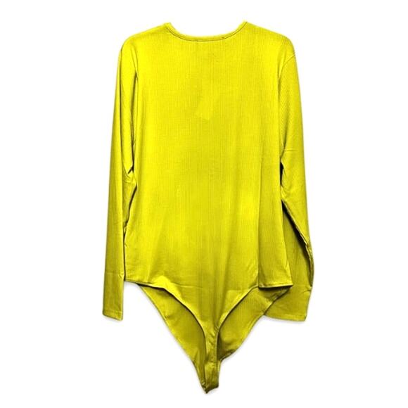 Royalty By Maluma Bodysuit Ribbed Texture Long Sleeves Yellow Women's XXXL NWT - Picture 5 of 10